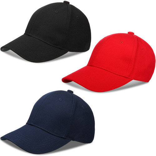 Geyoga Kids Baseball Caps Cotton Baseball Hats Adjustable Dad Hat Plain Baseball Cap Unisex Trucker Hats (Black, Navy Blue, Red, 3)