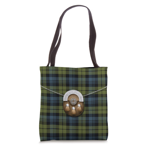 Scottish Clan Campbell Tartan Plaid With Sporran Tote Bag