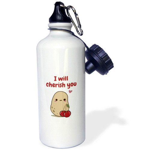 3dRose Cute Image of Potato with Cherry - Water Bottles (wb-377218-1)