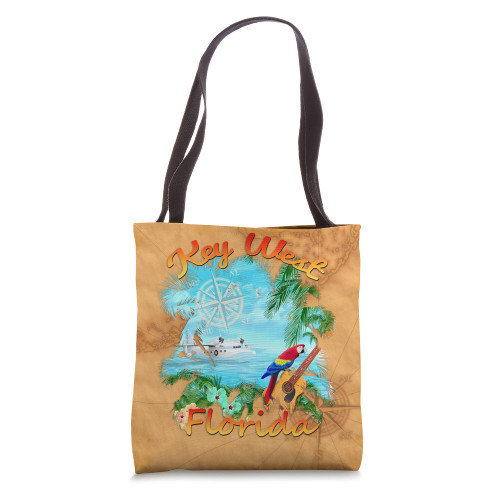 Key West Florida Beach Island Vacation Parrot Tote Bag