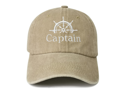 Enodtter Embroidered Captain Hat for Women Men, Washed Khaki Sail Baseball Cap, Adjustable Embroidery Snapback Dad Hat Trucker Hats
