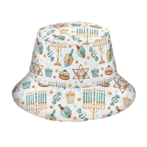 Hanukkah Candles Menorah Donuts Torus Unisex Bucket Hat for Women Men Summer Sun Beach Fishing Cap with UV Protection Outdoor Sun Hat for Travel Fishing Hunting Camp Beach Vacation Outdoor Sports