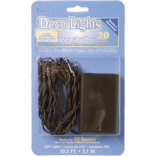 Darice 20-Light Battery Operated Wire LED Miniature Light Set, Brown