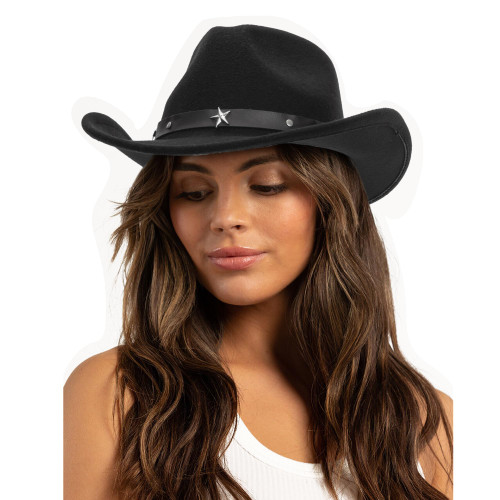 Women & Men Felt Western Cowboy Hat Classic Roll Up Brim Belt Buckle Cowgirl Fedora Women & Men Felt Western Cowboy Hat Classic Roll Up Brim Belt Buckle Cowgirl Fedora