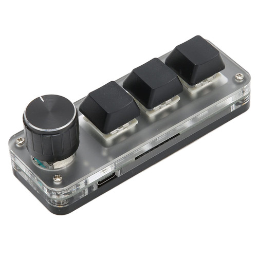 Mini 3 Key Keypad with Knob, 3 Key Macro Pad with RGB LED Backlit and USB Interface, One Handed Macro Mechanical Keyboard, Mini Programmable Keypad for DIY Programming Gaming