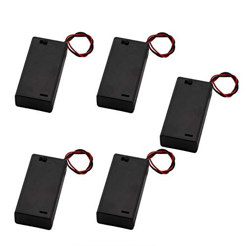 ZRM&E 5-Pack AA 2 x 1.5V Battery Case Holder,2 Slots x 1.5V AA Battery Spring Clip Storage Box Wire Leads - with ON/Off Switch
