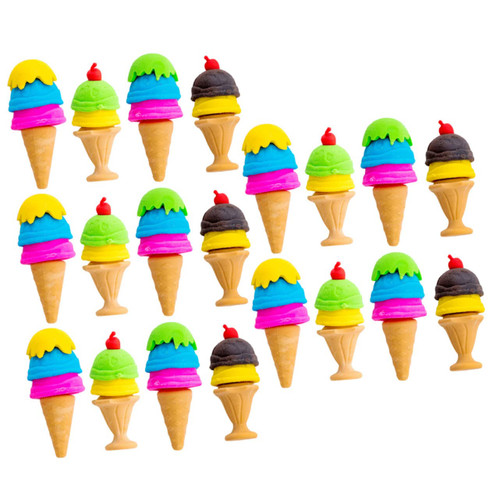 Vaguelly 30pcs Cartoon Eraser Novelty Pencil Erasers Students Drawing Erasers Treat Eraser Fudge Popsicles Student Eraser Erasers for Kids Puzzle Erasers Cute Eraser TPR Food Child Cone