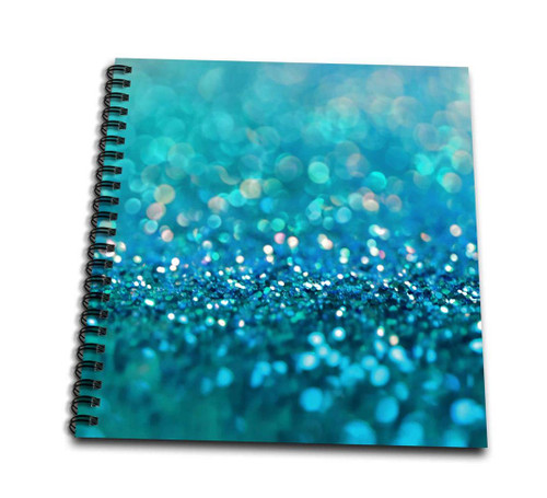 3dRose Sparkling Teal Blue Luxury Shine Girly Elegant Mermaid Glitter Mini Notepad, 4x4
