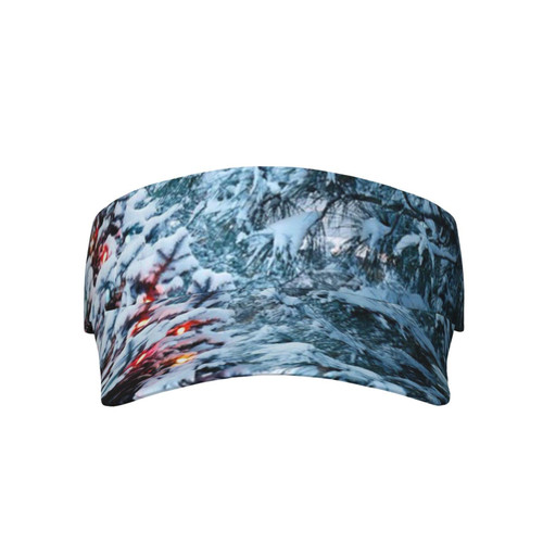Winter Forest Printed Sun Visor Hat Empty Top Sun Hat Adjustable Sports Sun Caps Baseball Caps for Women and Men Black
