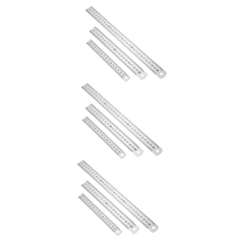 LALAFINA 9 Pcs Steel Ruler Stainless Bookmark Ruler Measure Straight Ruler Metal Drawing Ruler Math Rulers Kids Unbreakable Rulers Portable Steel Measuring Ruler Draw a Line Scale Student
