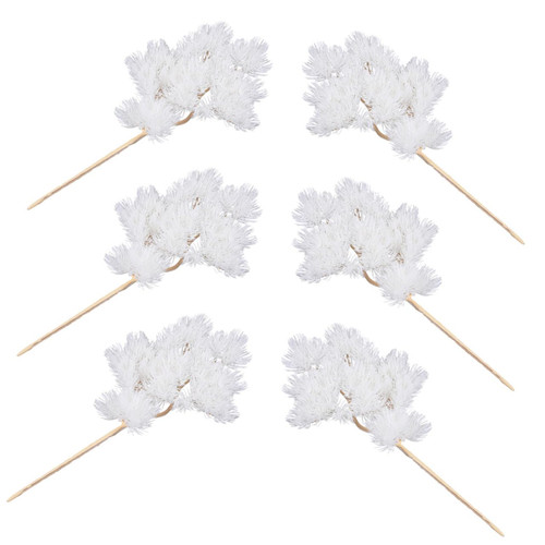 Yardenfun 6pcs Fake Plants Faux Plants Artificial Plant Stems Artificial Pine Pick Fake Pine Pick Wreath Adornment Pine Branch for Wreath Making Pine Leaves Plastic Christmas Tree White