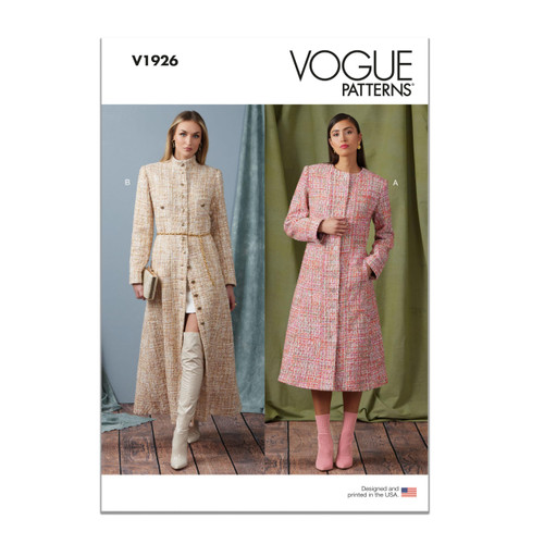 Vogue Misses' Coat Sewing Pattern Kit, Design Code V1926, Sizes 18-20-22-24-26