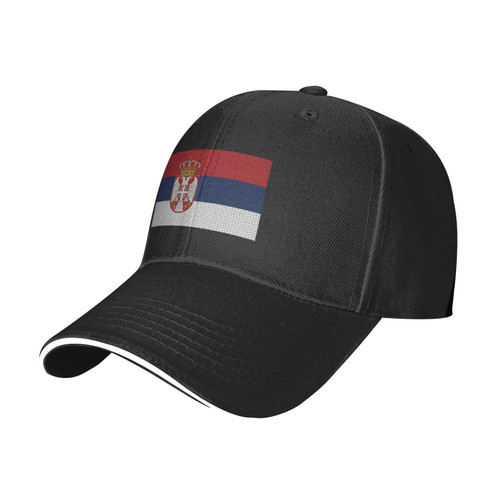 Adjustable Flag of Serbia Baseball Cap for Men Women Casual Duck Tongue Hat Casquette Black
