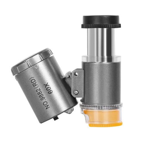 Microscope Adapter Magnifier Portable Microscope 60x LED Light Lamp Optical Loupe Glass Lens Microscope Accessories (Color : Grey-A)