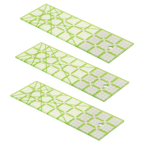 Acrylic Quilters Rulers, Pack of 3 Quilting Template Rulers with Double Colored Grid Lines for Quilting Sewing Crafts, 3" Wide x 9" Long