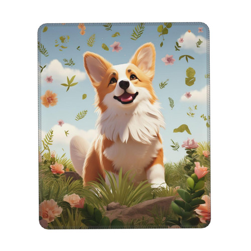 Mouse Pad with Non-Slip Rubber Base 7.9 x 9.5 in Mouse Mat with Stitched Edge Lovely Corgi Gaming Mousepad for Wireless Mouse Computer Laptop Home Office Desk Pad