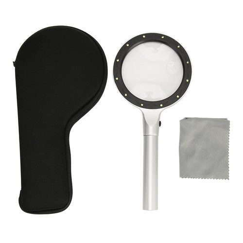 Magnifying Glass with Light,5X 10X Handheld Magnifying Glass 2 LED Illuminated Lighted Magnifier,Two Brightness Level Magnifier Reading Magnifying Glass Pocket Magnifier