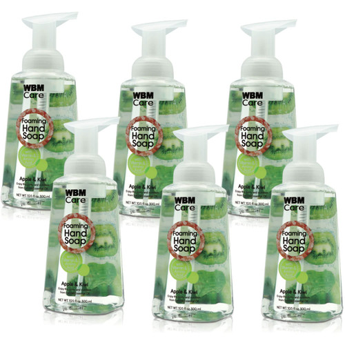 Foaming Hand Soap, Nature Plant-Based Skin Care with Apple and Kiwi, Liquid Soap - 300ml/Each (Pack of 6)