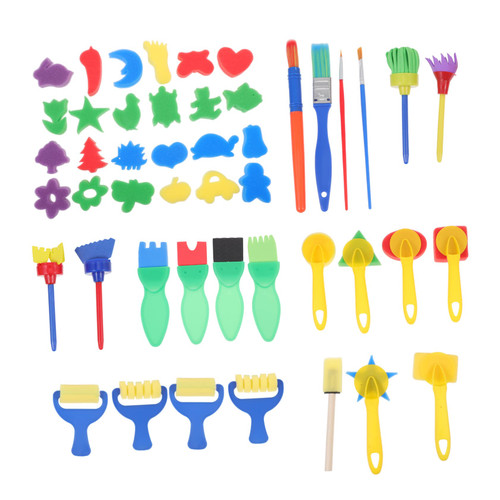 Hohopeti 1 Set Sponge Brush Art Drawing Pen Sponge Drawing Brushes Kids Suits Art Drawing Brush Kids Drawing Brush Drawing Tools for Kids DIY Kits Paint Watercolor Brush Plastic Child