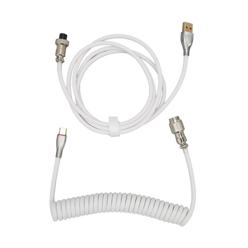 Dpofirs Custom Coiled Keyboard Cable, Mechanical Keyboard Cable for Most USB C Mechanical Gaming Keyboards (White)