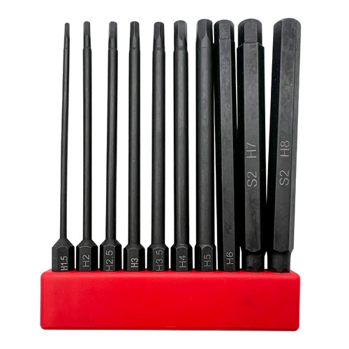 H1.5-H8 Hex Head Magnetic Screwdriver Bit Set,1/4 Inch Hex Shank 100mm Length S2 Steel Screwdriver Bits(1 Set)