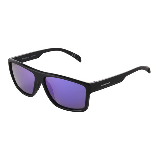 Panama Jack Men's Polarized Floating Purple Mirror Rectangle Sunglasses, Black, 60