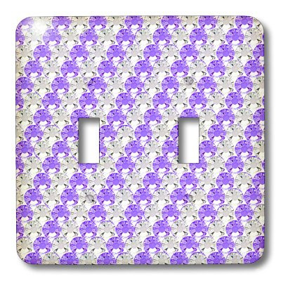 3dRose lsp_24656_2 Clear and Purple Stripe Rhinestone Gem Print Double Toggle Switch