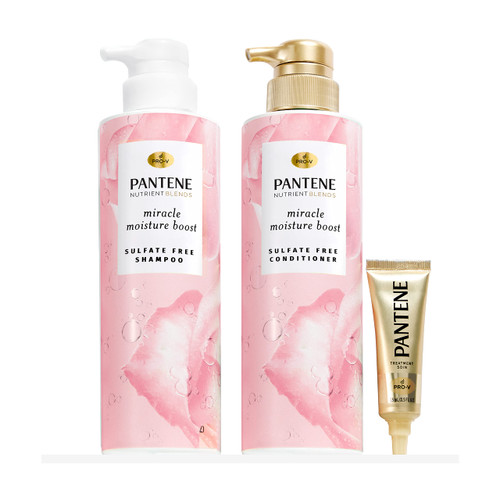 Pantene Shampoo and Conditioner with Rose Water and Hair Treatment Set, Sulfate Free, Nutrient Blends Miracle Moisture Boost Pantene Shampoo and Conditioner with Rose Water and Hair Treatment Set, Sulfate Free, Nutrient Blends Miracle Moisture Boost