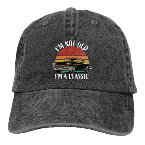 I'm Not Old I'm Classic Baseball Cap Distressed Dad Hat for Men Black