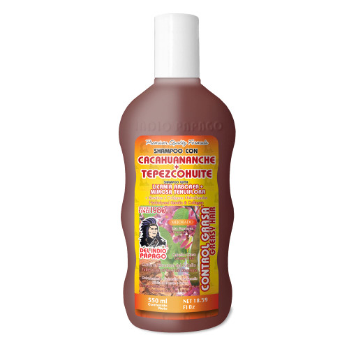 Del Indio Papago Shampoo Cacahuananche + Tepezcohuite 550ml / 18.59 FL Oz - Deeply cleanse your hair from the roots for a beautiful appearance Del Indio Papago Shampoo Cacahuananche + Tepezcohuite 550ml / 18.59 FL Oz - Deeply cleanse your hair from the roots for a beautiful appearance
