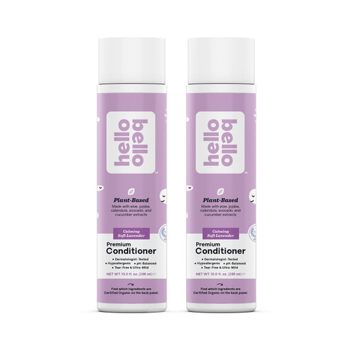 Hello Bello Premium Conditioner I Ultra Mild, Moisturizing and Plant Based Conditioner for Babies and Kids I Lavender Scent I 20 FL Oz (2 Packs of 10oz)
