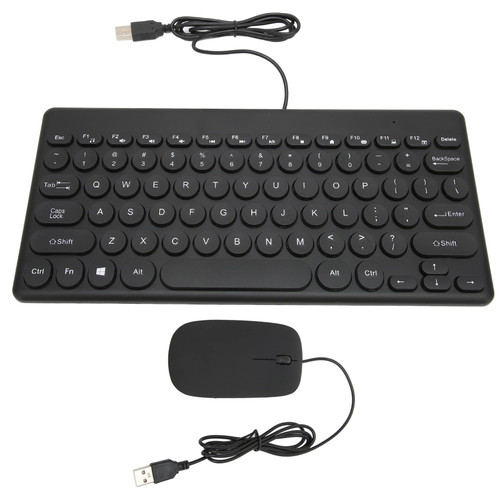 Keyboard and Mouse Combo, Comfortable Power Saving Ergonomics Gaming Keyboard 78 Keys Round Keycap 4 Mouse Buttons Wired Computer Keyboard Mouse Set(Black)