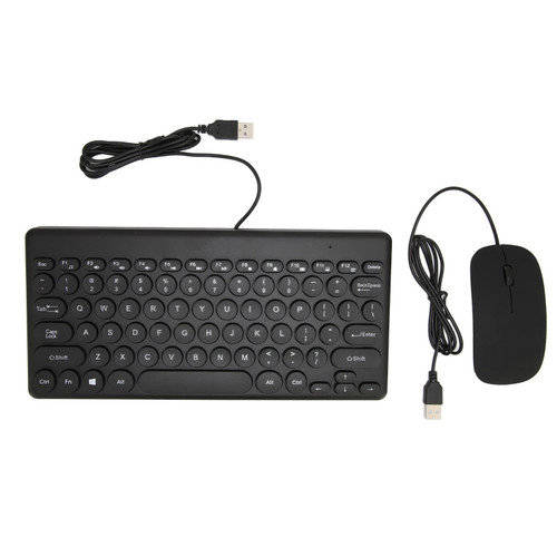 Wired Keyboard and Mouse Combo,Waterproof Characters,USB Keyboard Mouse, Comfortable Ergonomics Power Saving 78 Keys Round Keycap,UV Screen Printing Technology,for Computer Supplies(Black)
