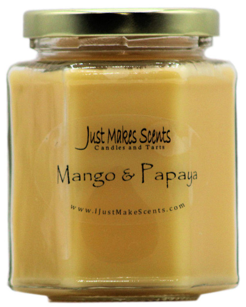 Mango & Papaya Scented Blended Soy Candle by Just Makes Scents Mango & Papaya Scented Blended Soy Candle by Just Makes Scents