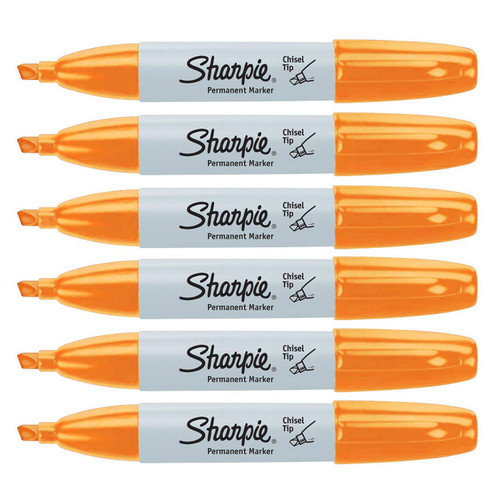 SHARPIE Permanent Markers, Chisel Tip, 6-Count (Orange)