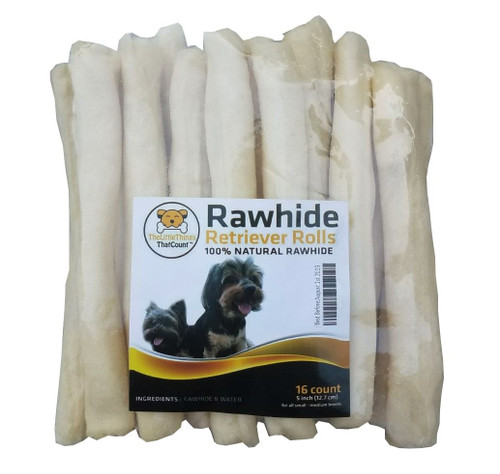 Rawhide Natural Retriever Rolls Dog Chews for small/medium breeds - 16 Pcs