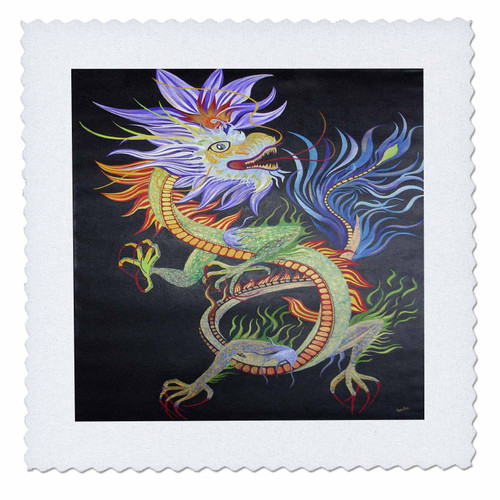 3dRose Taiche - Acrylic Painting - Dragons - Chinese Dragon - Chinese Dragon, Chinese Mythology, dragoncreature, yang, Chinese New Year - 10x10 inch Quilt Square (qs_46718_1)