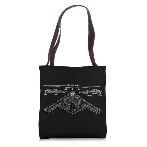 B-21 Raider Stealth Bomber Tech Drawing Style Airplane B21 Tote Bag