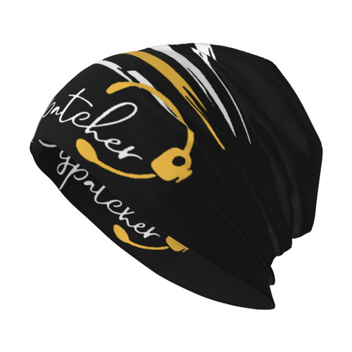 Qauirfe Number 911 Dispatcher Thin Gold Yellow Line Dispatch American Flag Beanie Hat Men Women Stretch Slouchy Warm Skull Knit Beanies Cap for Winter