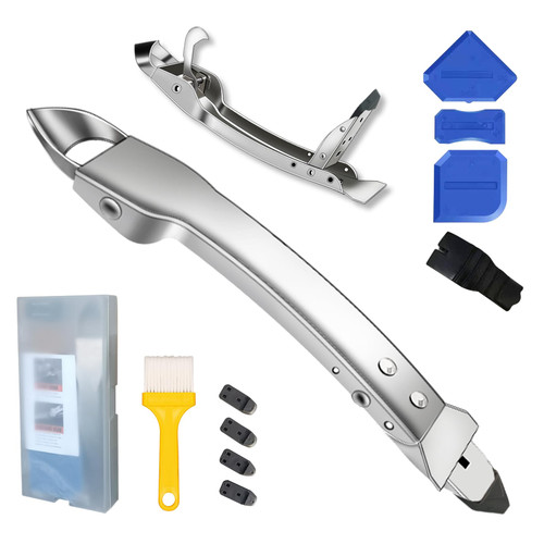 Silicone Caulking Tools Kit Stainless Steel Grout Removal Tool,4 in 1 Tile Caulk Remover Tool,Caulk Tool Sealant Scraper Finishing Tools for Kitchen Bathroom Floor Window Sink Joint Siding