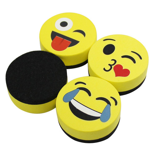 VIZ-PRO Magnetic Smiley Face Circular Whiteboard Eraser / 24 Pack of 2" Dry Erase Erasers