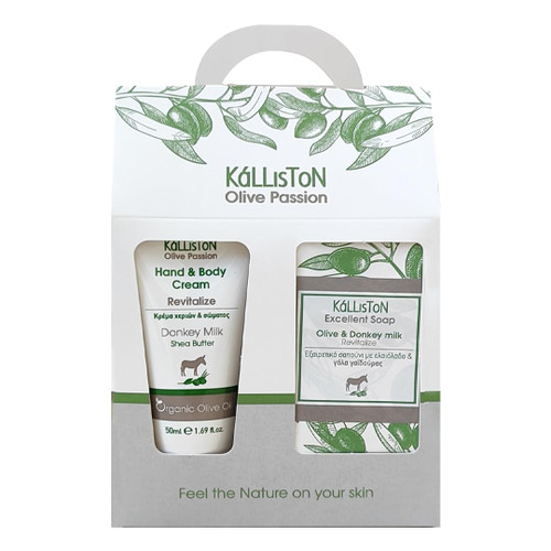 Kalliston Organic Donkey Milk Cream with Shea Butter and Organic Olive Oil and Donkey Milk Soap Bar, Revitalize Gift Set