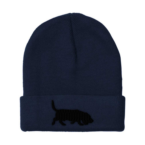 Beanies for Men Basset Hound Dog Silhouette Embroidery Dogs Winter Hats for Women Acrylic Skull Cap 1 Size Navy Design Only