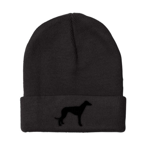 Beanies for Men Italian Greyhound Silhouette Embroidery Dogs Winter Hats for Women Acrylic Skull Cap 1 Size Black Design Only