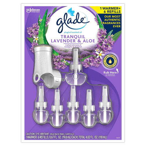Glade PlugIns Scented Oil Refills + Warmer, Tranquil Lavender & Aloe