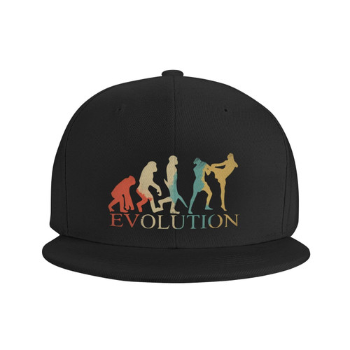 Snapback Hat Muay-Thai-Boxing-Evolution-Retro Trucker Hat Hip Hop Classic Plaid Flat Baseball Cap Black