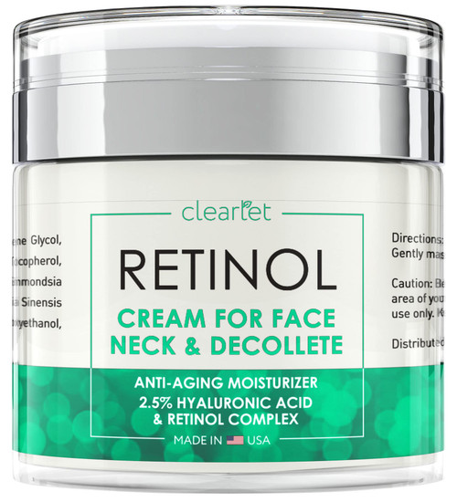 Retinol Cream for Face - Anti-Aging Face Moisturizer - Retinol Cream with Hyaluronic Acid - Moisturizer for Dry Skin - Collagen Face Cream for Fine Lines - Day and Night Retinol Moisturizer for Face