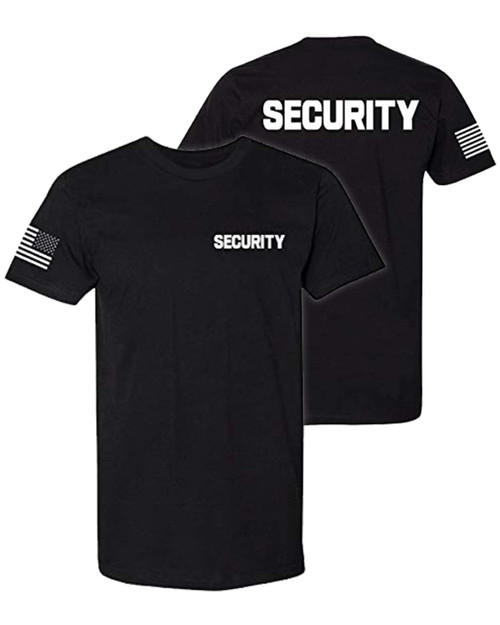 Promotion & Beyond Security with US Flag Unisex T-Shirt, XL, Black