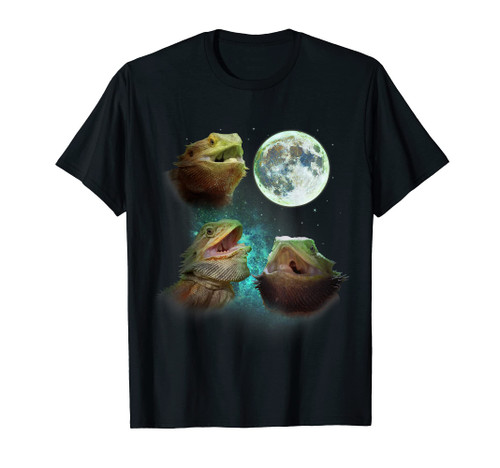 Three Bearded Dragons Howl At Moon 3 Wolfs - Wolves Parody T-Shirt