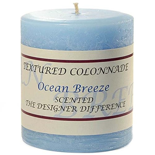 KYS Pack of 2, Textured 3" x 3" Pillar Candles Ocean Breeze for Weddings, Home & Event Decoration, Relaxation, Made in US